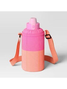 Set of 2 Colorblock Water 8" Bottle Holder Pink/Orange - Sun Squad